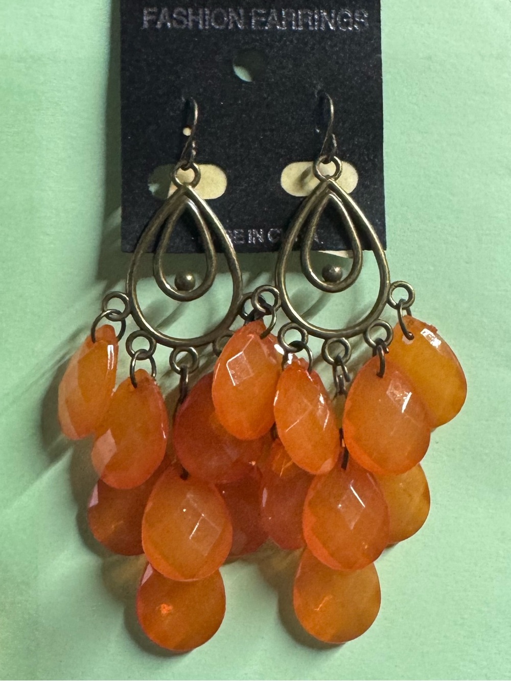 Fashion Earrings Orange Teardrop Cluster Dangle Earrings
